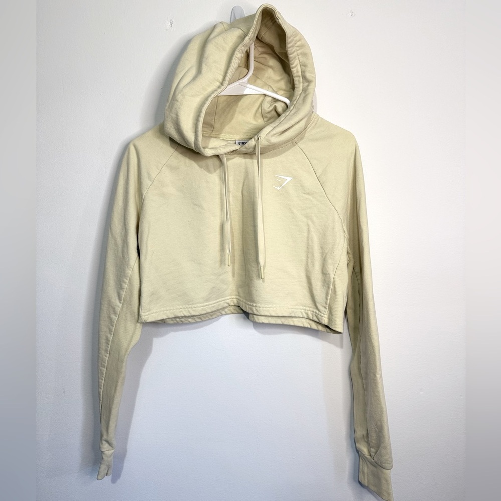 Gymshark Pale Yellow Cropped Hoodie